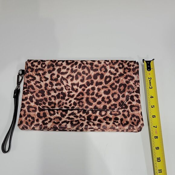 Y2K Leopard Clutch Bag Wallet Purse Handbag Statement Detachable Wrist Strap - Picture 12 of 14